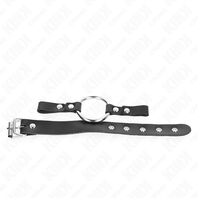 KINK - LEATHER PENIS RING WITH BUCKLE CLOSURE 22 X 2 CM WITH METAL RING 4 CM - NOCTURNA DESIRES