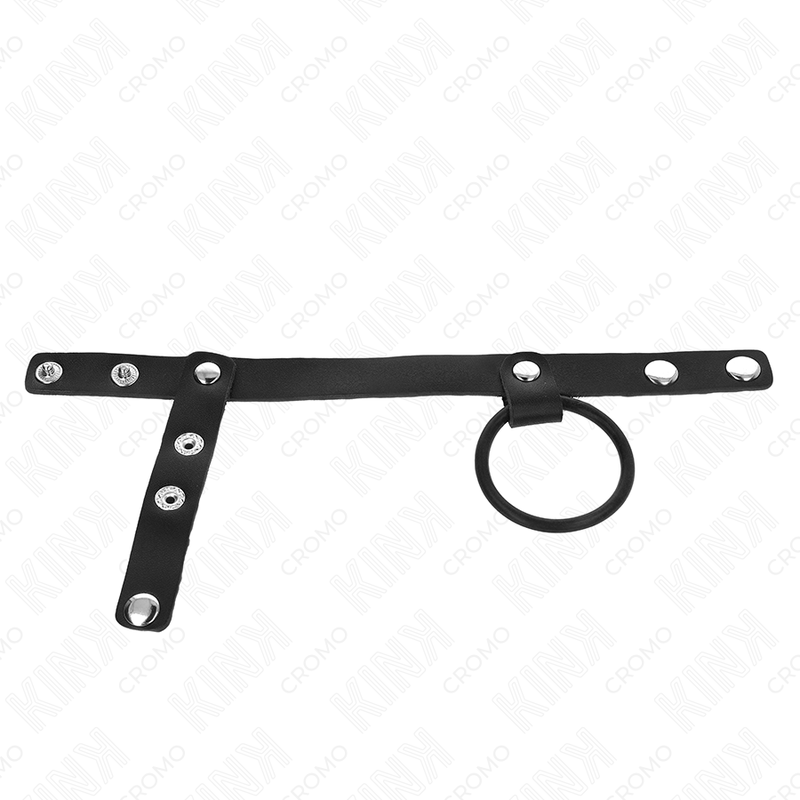 KINK - SILICONE PENIS RING 3.8 CM WITH BALL DIVIDER AND LEATHER STRAP 22 X 1.5 CM - NOCTURNA DESIRES