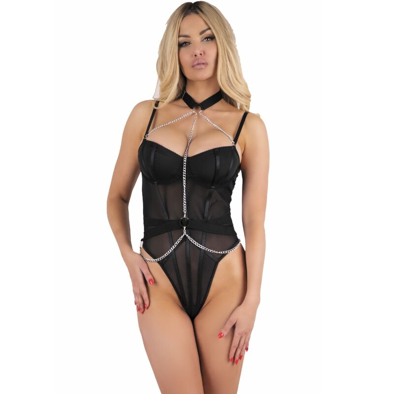 LIVCO CORSETTI FASHION - RUBIKA LC XG079 BODY WITH CHOKER BLACK L - NOCTURNA DESIRES