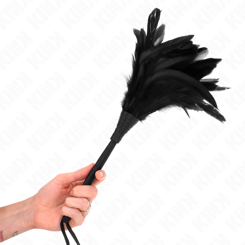 KINK - BLACK MAIDS HORN SHAPED TICKLE CHICKEN FEATHERS 36 CM - NOCTURNA DESIRES