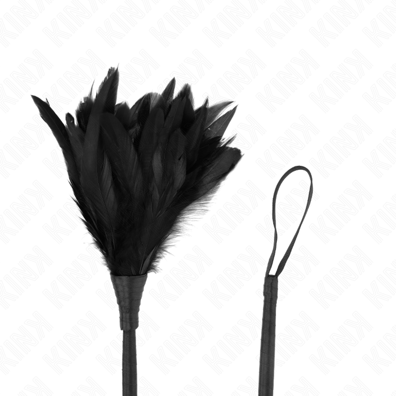 KINK - BLACK MAIDS HORN SHAPED TICKLE CHICKEN FEATHERS 36 CM - NOCTURNA DESIRES