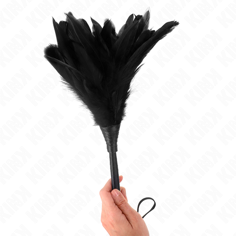 KINK - BLACK MAIDS HORN SHAPED TICKLE CHICKEN FEATHERS 36 CM - NOCTURNA DESIRES