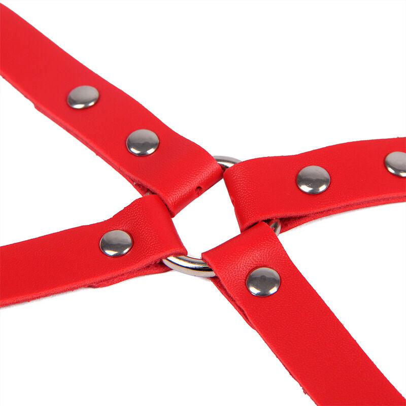 SUBBLIME - 953706 HANDCUFFS WITH BONDAGE BELT RED ONE SIZE - NOCTURNA DESIRES