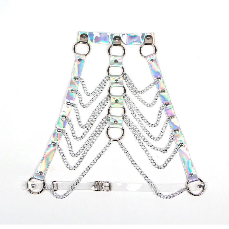 SUBBLIME - 953737 CHEST HARNESS WITH RINGS AND CHAINS SILVER ONE SIZE - NOCTURNA DESIRES