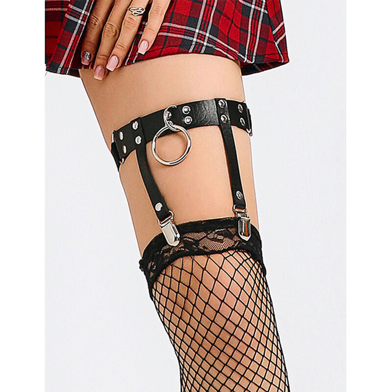 SUBBLIME - 953744 ADJUSTABLE LEATHER PUNK GARTER BLACK ONE SIZE - NOCTURNA DESIRES