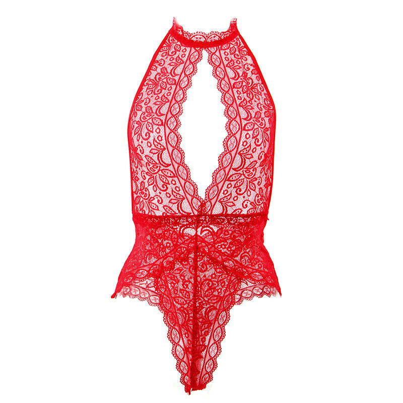 SUBBLIME - 953874 OPEN CUP BODYSUIT RED S/M - NOCTURNA DESIRES