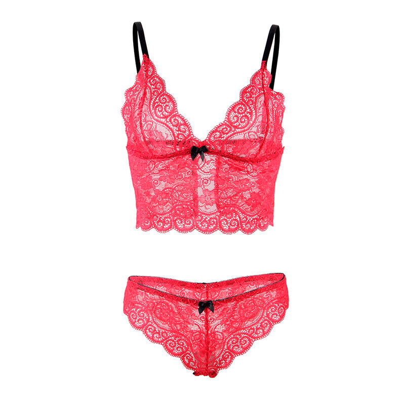 SUBBLIME - 953898 SILK AND LACE NIGHTGOWN + PANTIES RED S/M - NOCTURNA DESIRES