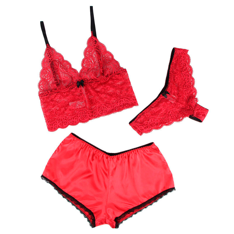 SUBBLIME - 953898 SILK AND LACE NIGHTGOWN + PANTIES RED S/M - NOCTURNA DESIRES