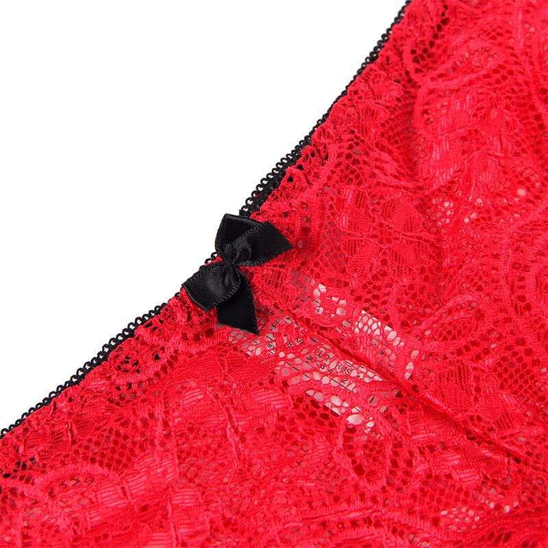 SUBBLIME - 953898 SILK AND LACE NIGHTGOWN + PANTIES RED S/M - NOCTURNA DESIRES