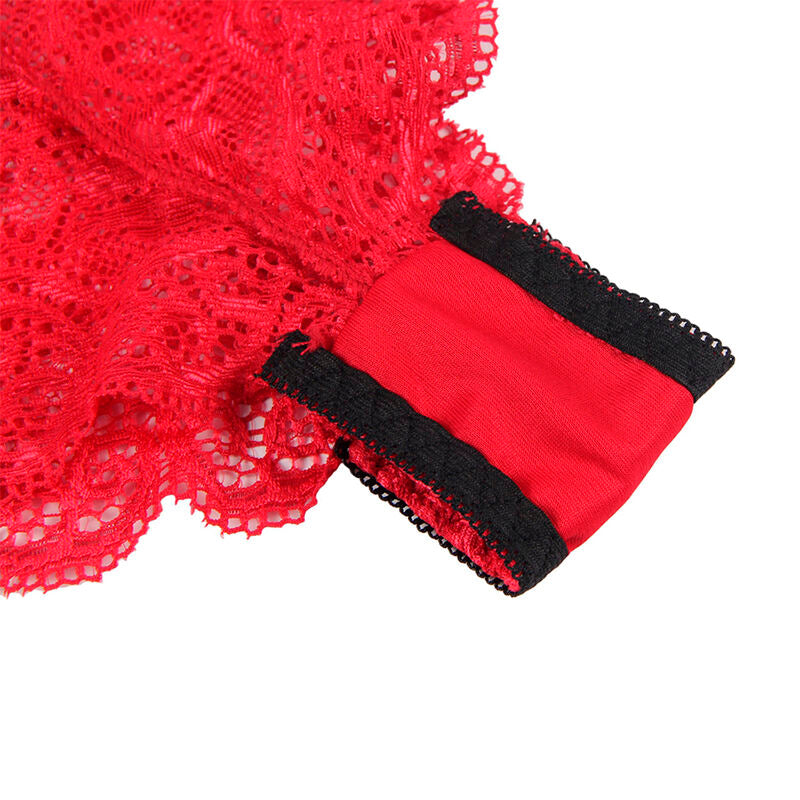 SUBBLIME - 953904 SILK AND LACE NIGHTGOWN + PANTIES RED L/XL - NOCTURNA DESIRES
