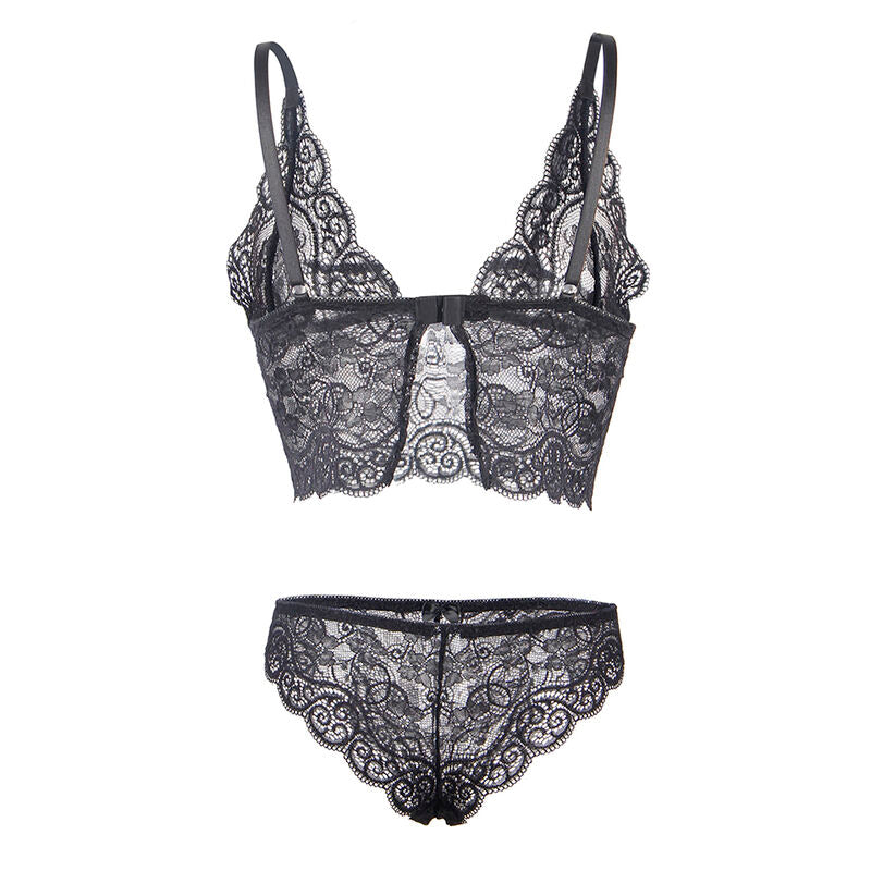 SUBBLIME - 953911 SILK AND LACE NIGHTGOWN + PANTIES BLACK S/M - NOCTURNA DESIRES