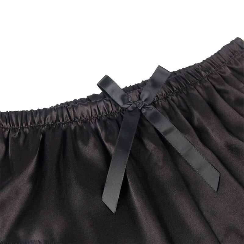 SUBBLIME - 953935 CASUAL SILK NIGHTGOWN + LACE PANTS BLACK S/M - NOCTURNA DESIRES