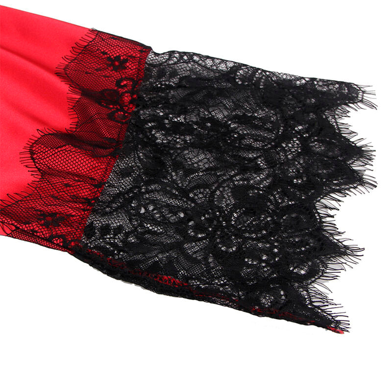 SUBBLIME - 954024 LACE SHEER BACK CAMISOLE + THONG RED/BLACK L/XL - NOCTURNA DESIRES