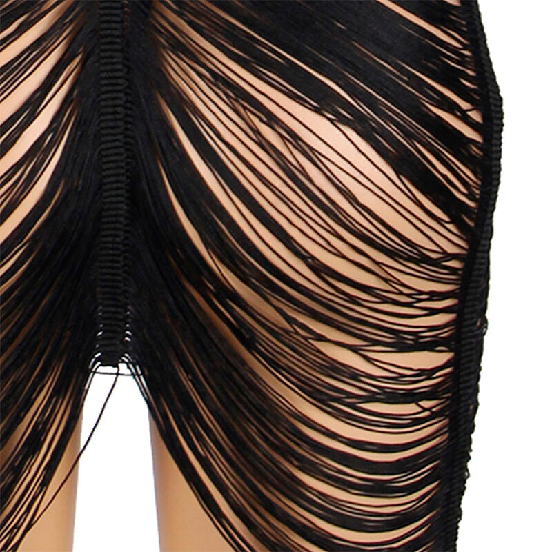 SUBBLIME - 954239 STRAPPY DRESS + THONG BLACK L/XL - NOCTURNA DESIRES