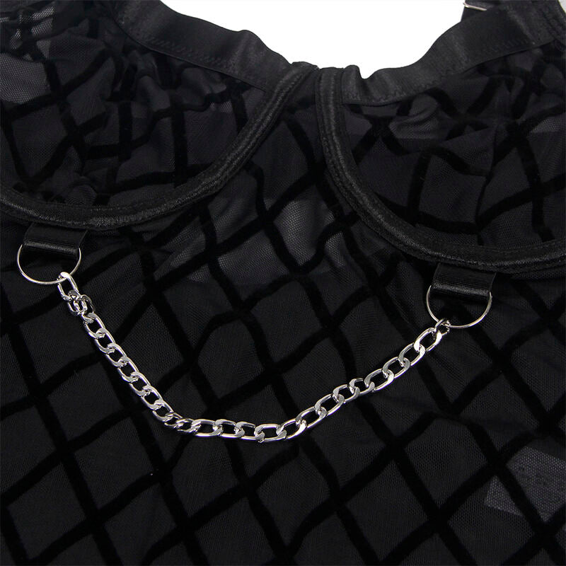 SUBBLIME - 954260 BODY WITH CHAINS + GARTER BELT BLACK S/M - NOCTURNA DESIRES