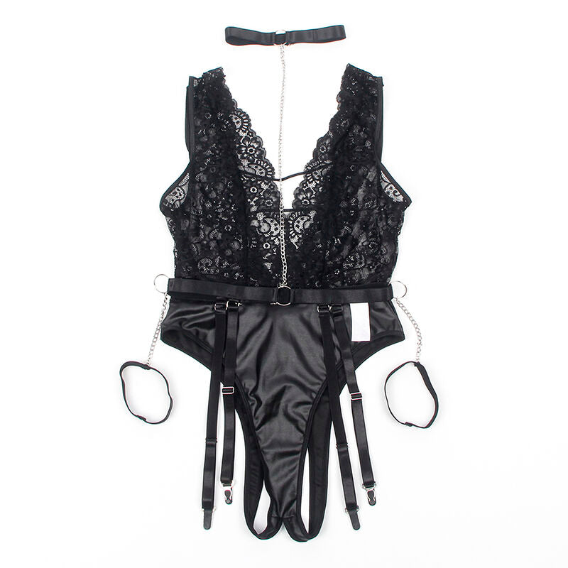 SUBBLIME - 954390 SEXY BODY WITH GARTER BELT BLACK L/XL - NOCTURNA DESIRES