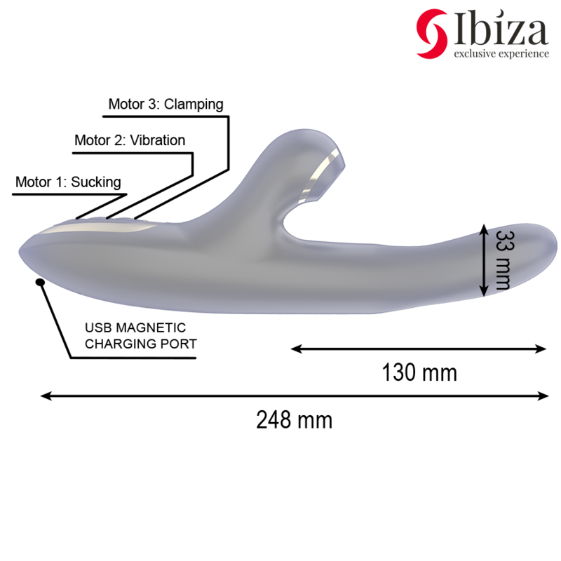 IBIZA - DOUBLE VIBRATOR CLAMPING BLACK - NOCTURNA DESIRES