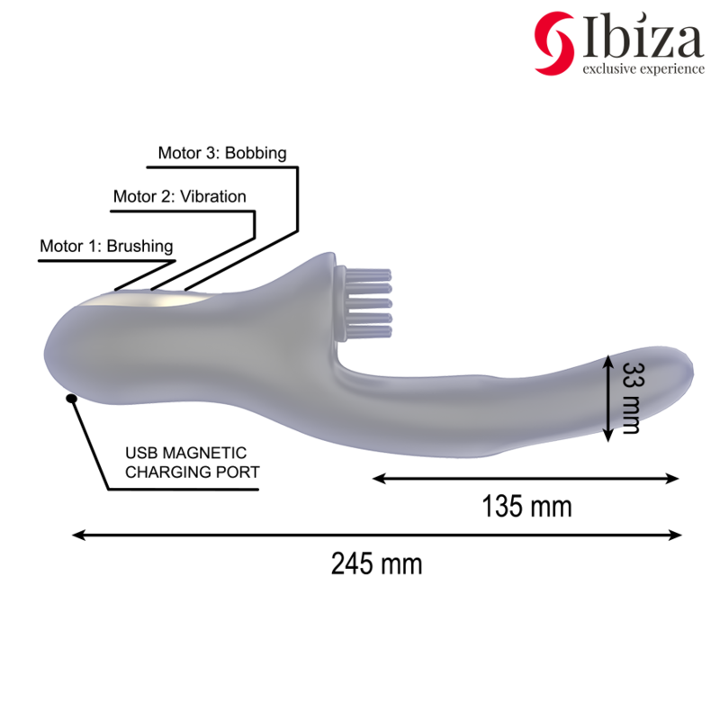 IBIZA - HI-TECH RABITT BRUSHING MULTI-CELL CLITORIAL AND DOUBLE WAVE VIBRATOR - NOCTURNA DESIRES