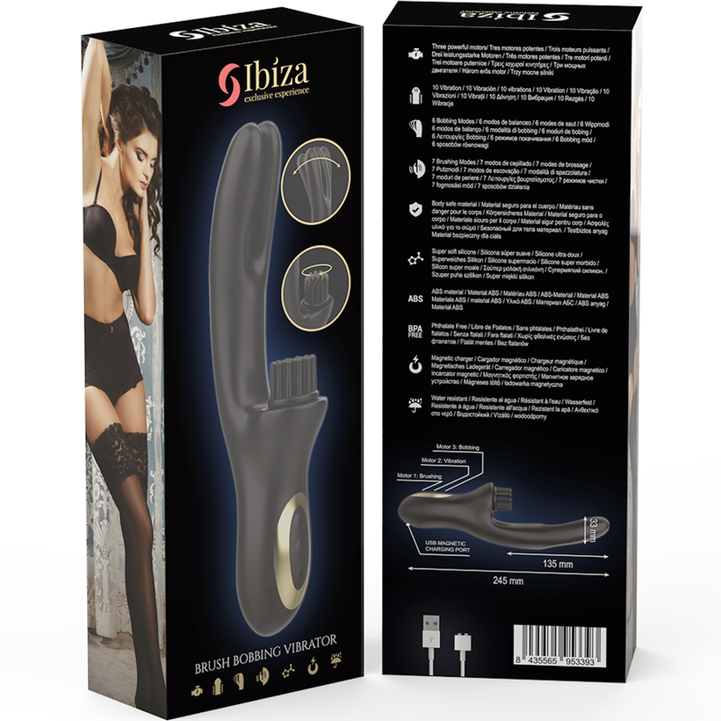 IBIZA - HI-TECH RABITT BRUSHING MULTI-CELL CLITORIAL AND DOUBLE WAVE VIBRATOR - NOCTURNA DESIRES