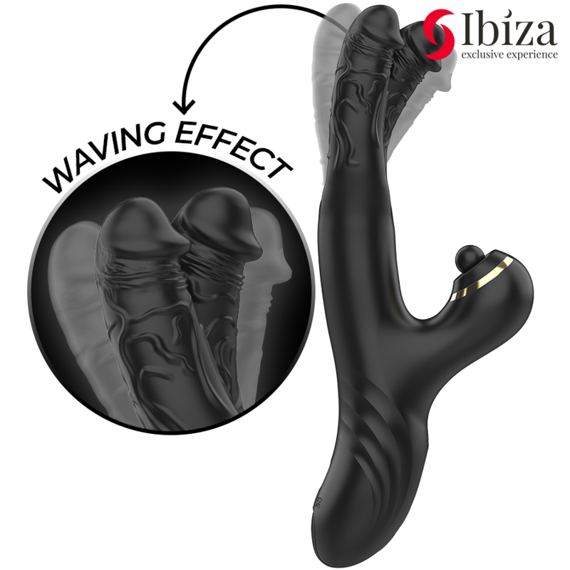 IBIZA - TWO DRAGONS DOUBLE VIBRATOR BLACK - NOCTURNA DESIRES