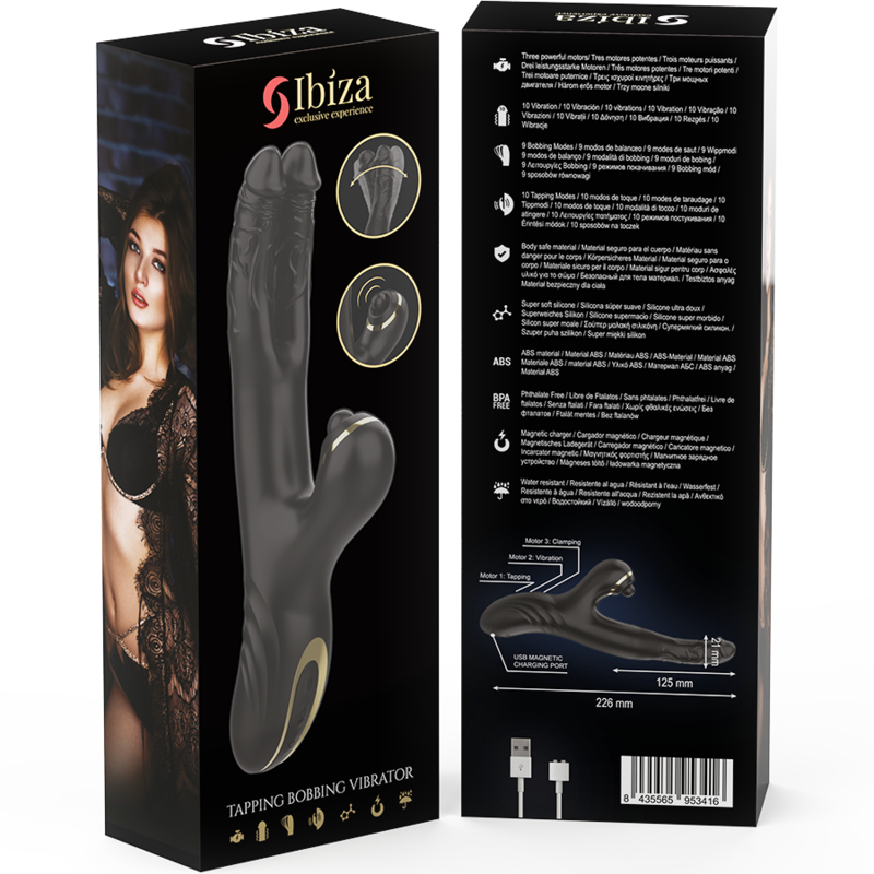 IBIZA - TWO DRAGONS DOUBLE VIBRATOR BLACK - NOCTURNA DESIRES