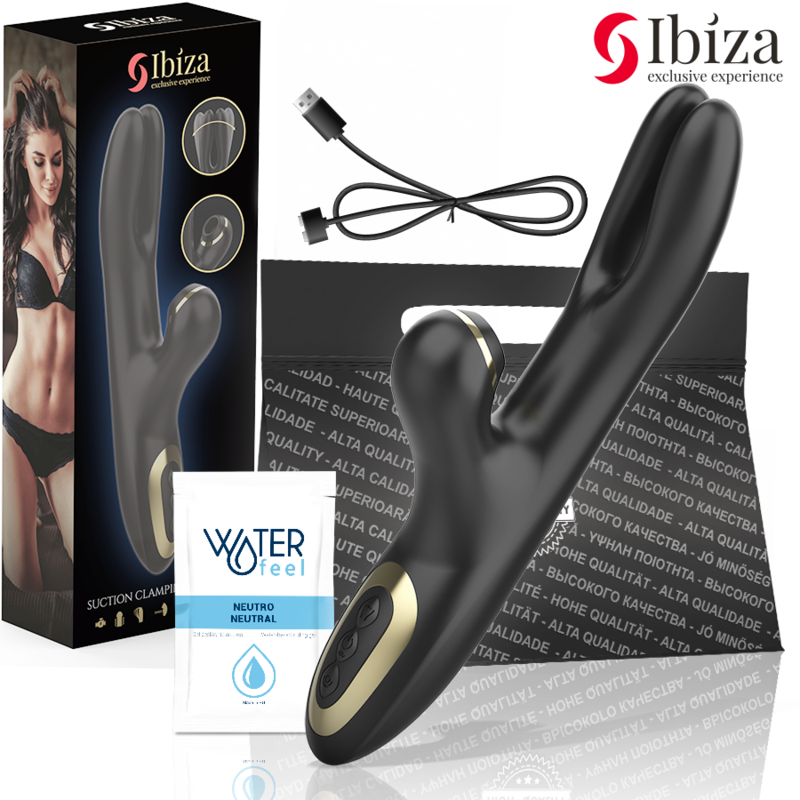 IBIZA - DOUBLE VIBRATOR CLAMPING BLACK - NOCTURNA DESIRES