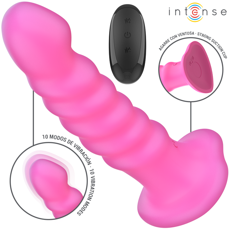 INTENSE - CINDY VIBRATOR SIZE L SPIRAL DESIGN 10 VIBRATIONS PINK REMOTE CONTROL - NOCTURNA DESIRES