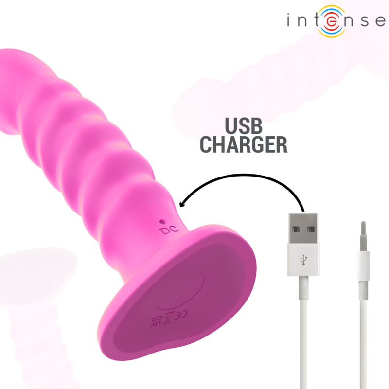 INTENSE - CINDY VIBRATOR SIZE L SPIRAL DESIGN 10 VIBRATIONS PINK REMOTE CONTROL - NOCTURNA DESIRES