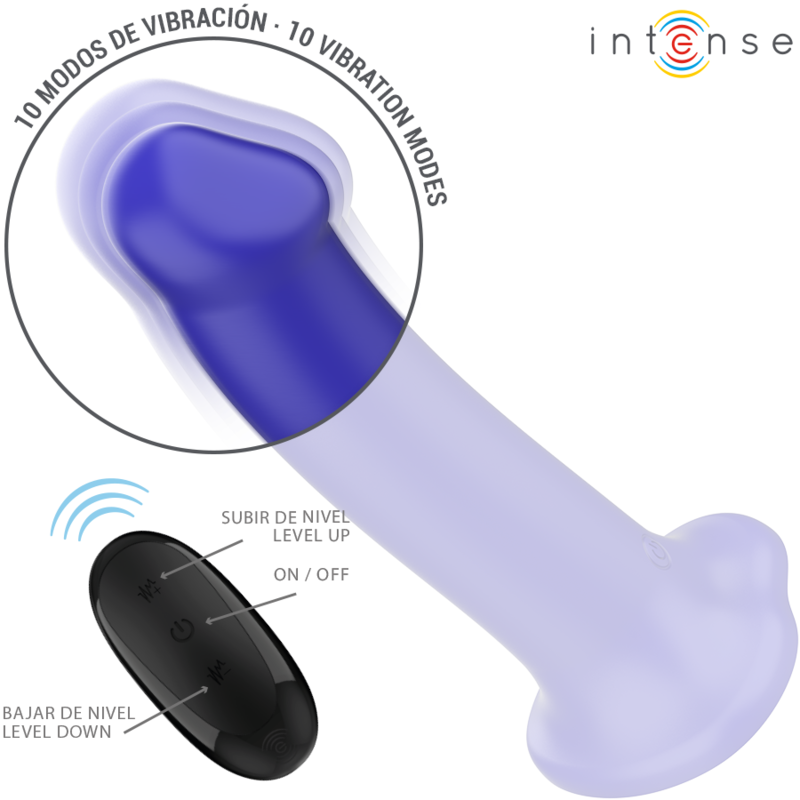 INTENSE - VICTORIA VIBRATOR WITH SUCTION CUP 10 VIBRATIONS DARK BLUE REMOTE CONTROL - NOCTURNA DESIRES