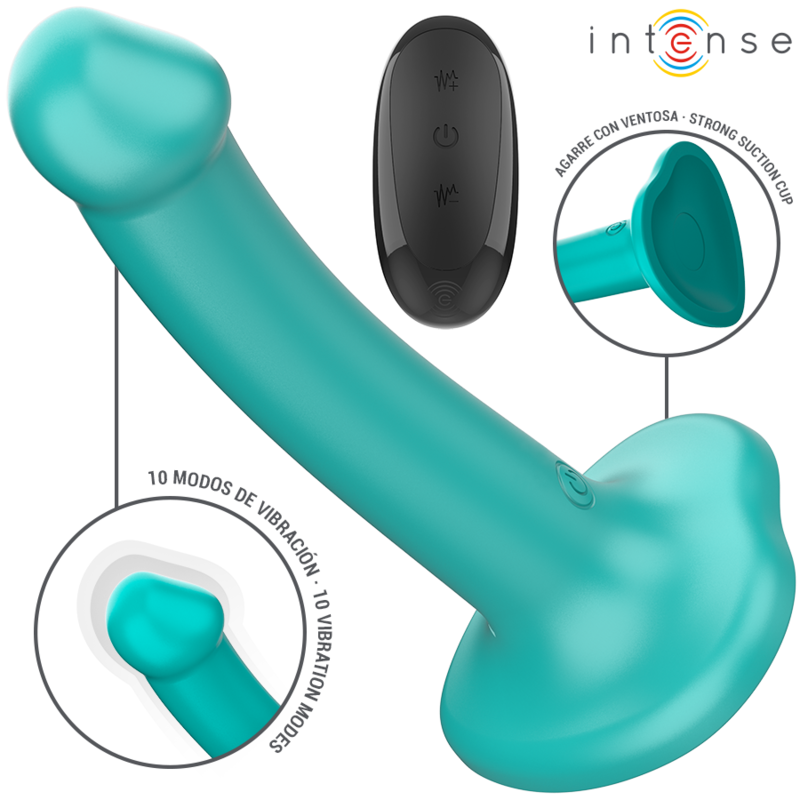 INTENSE - KATIE VIBRATOR WITH SUCTION CUP 10 VIBRATIONS BLUE REMOTE CONTROL - NOCTURNA DESIRES