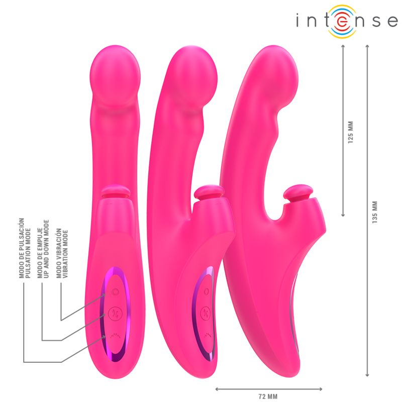 INTENSE - EMI VIBRATOR 13.5 CM MULTIFUNCTION 3 IN 1 10 VIBRATIONS PINK - NOCTURNA DESIRES