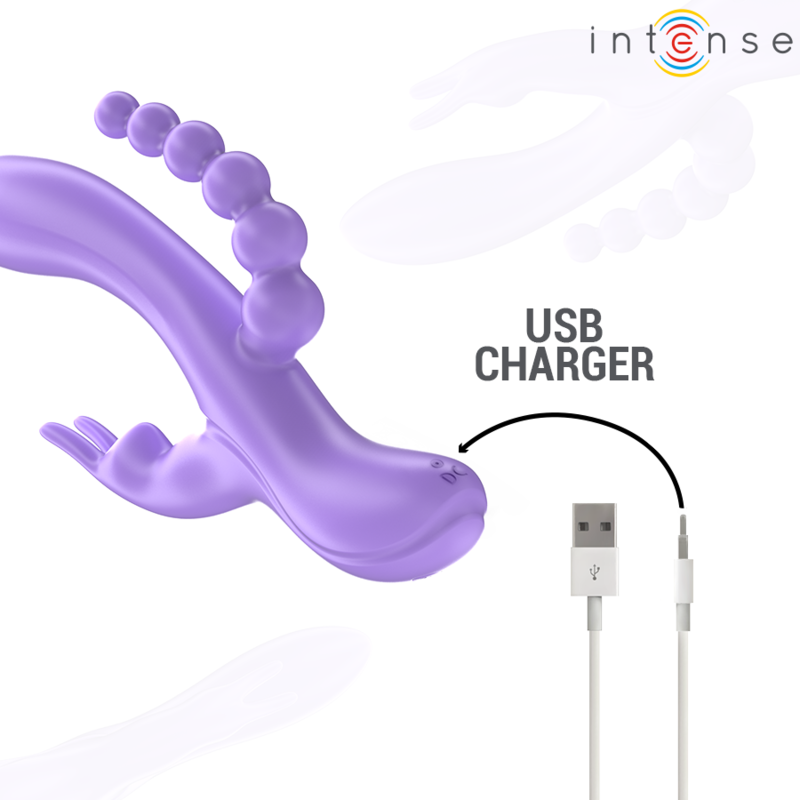 INTENSE - MIKO TRIPLE VIBRATOR RABBIT & STIMULATOR & ANAL 7 VIBRATIONS PURPLE - NOCTURNA DESIRES