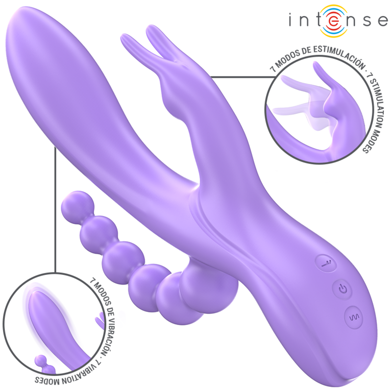 INTENSE - MIKO TRIPLE VIBRATOR RABBIT & STIMULATOR & ANAL 7 VIBRATIONS PURPLE - NOCTURNA DESIRES