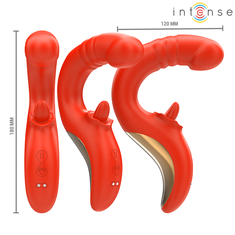 INTENSE - PAULINA VIBRATOR AND STIMULATOR IN U SHAPE RED - NOCTURNA DESIRES