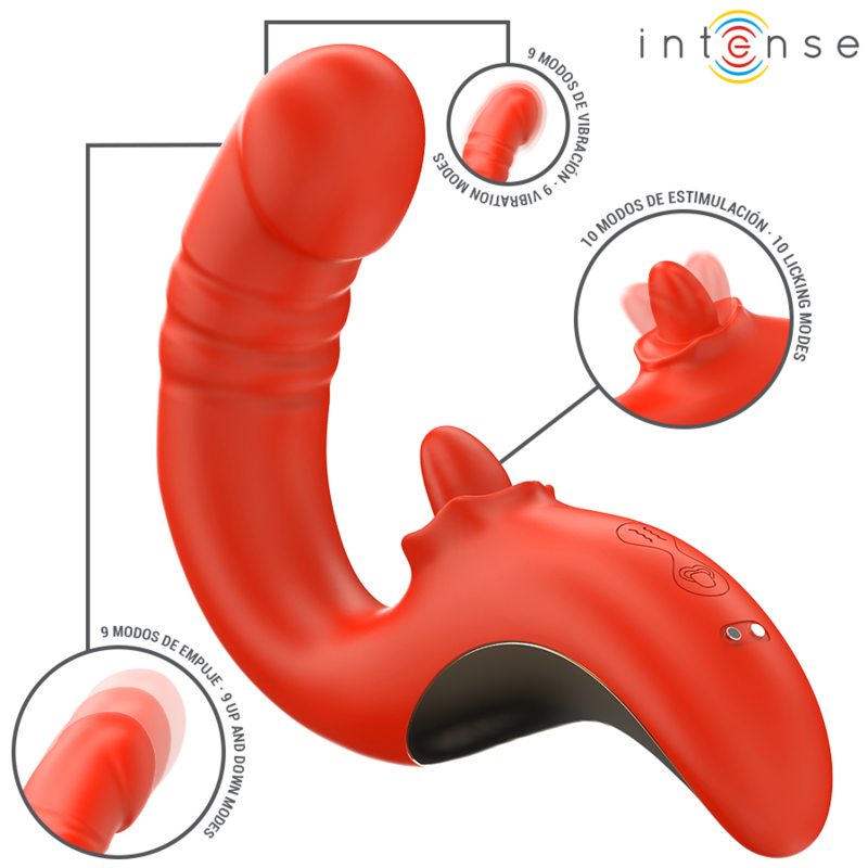 INTENSE - PAULINA VIBRATOR AND STIMULATOR IN U SHAPE RED - NOCTURNA DESIRES