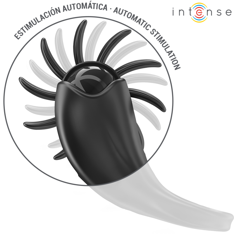INTENSE - MABEL VIBRATING RING 10 VIBRATIONS WITH CLITORIS STIMULATOR BLACK - NOCTURNA DESIRES