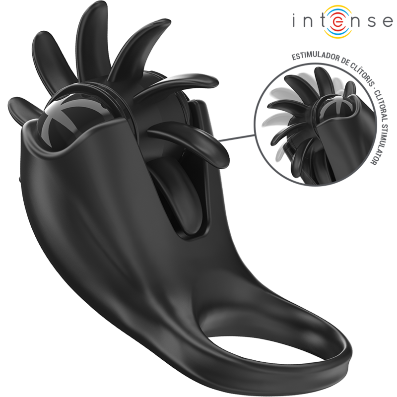 INTENSE - MABEL VIBRATING RING 10 VIBRATIONS WITH CLITORIS STIMULATOR BLACK - NOCTURNA DESIRES