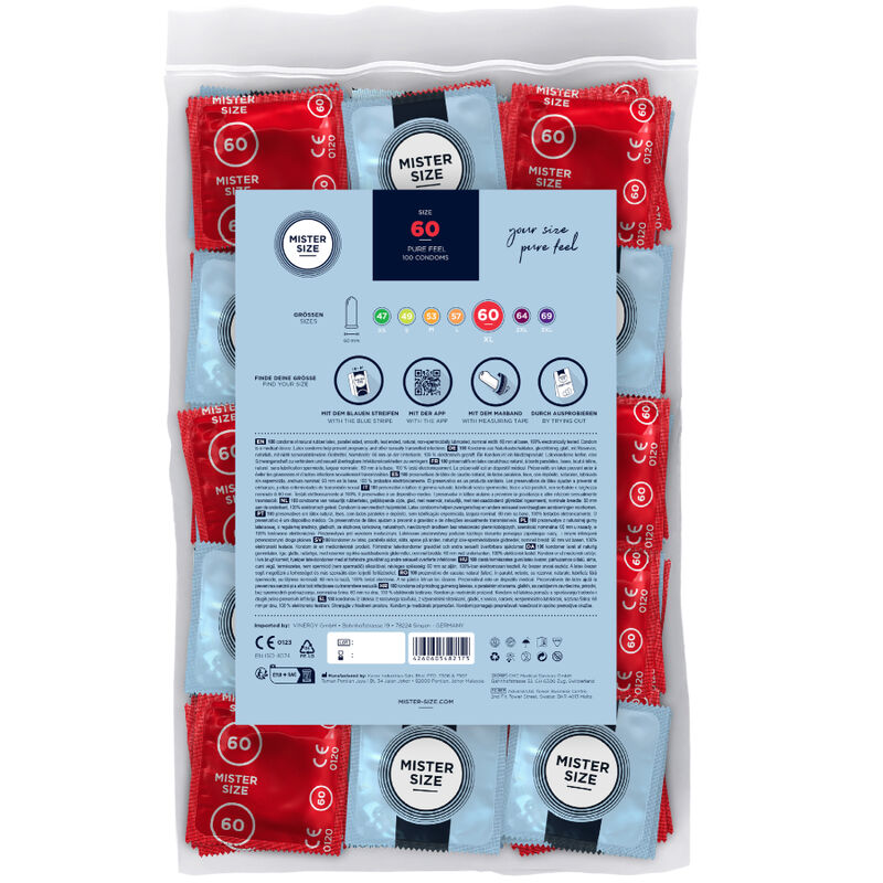 MISTER SIZE - CONDOM SIZE XL 60 MM (100 UNITS) - NOCTURNA DESIRES