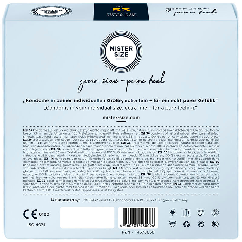 MISTER SIZE - CONDOM SIZE M 53 MM (36 UNITS) - NOCTURNA DESIRES