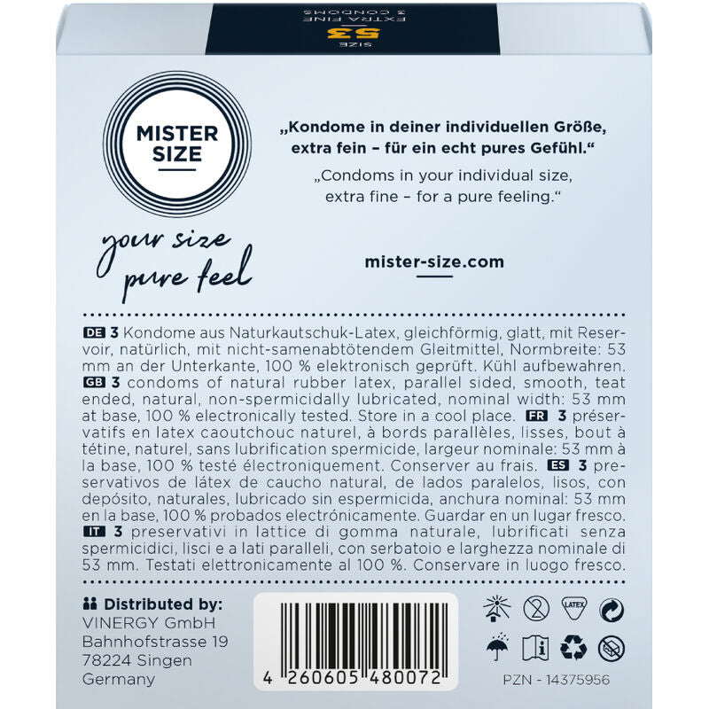 MISTER SIZE - CONDOM SIZE M 53 MM (3 UNITS) - NOCTURNA DESIRES