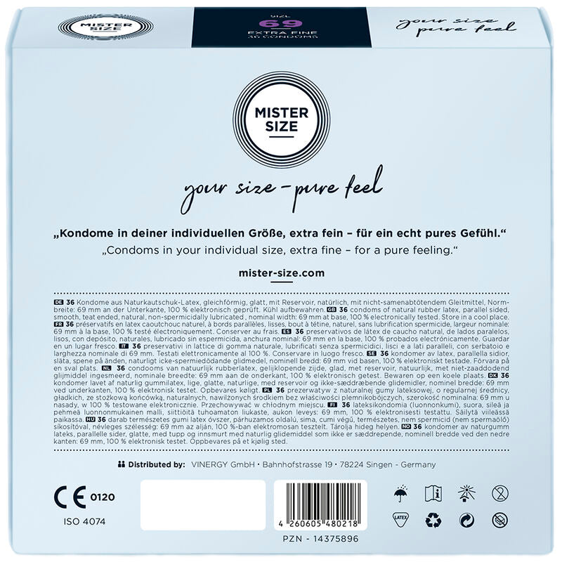 MISTER SIZE - CONDOMS SIZE XXXL 69 MM (36 UNITS) - NOCTURNA DESIRES