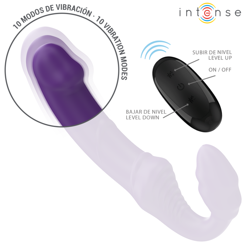 INTENSE - JILL DOUBLE VIBRATOR 20 CM PURPLE REMOTE CONTROL - NOCTURNA DESIRES
