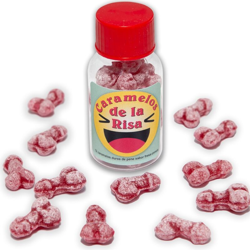 DIABLO PICANTE - 12 PENIS-SHAPED LAUGHTER CANDIES STRAWBERRY/CHERRY - NOCTURNA DESIRES