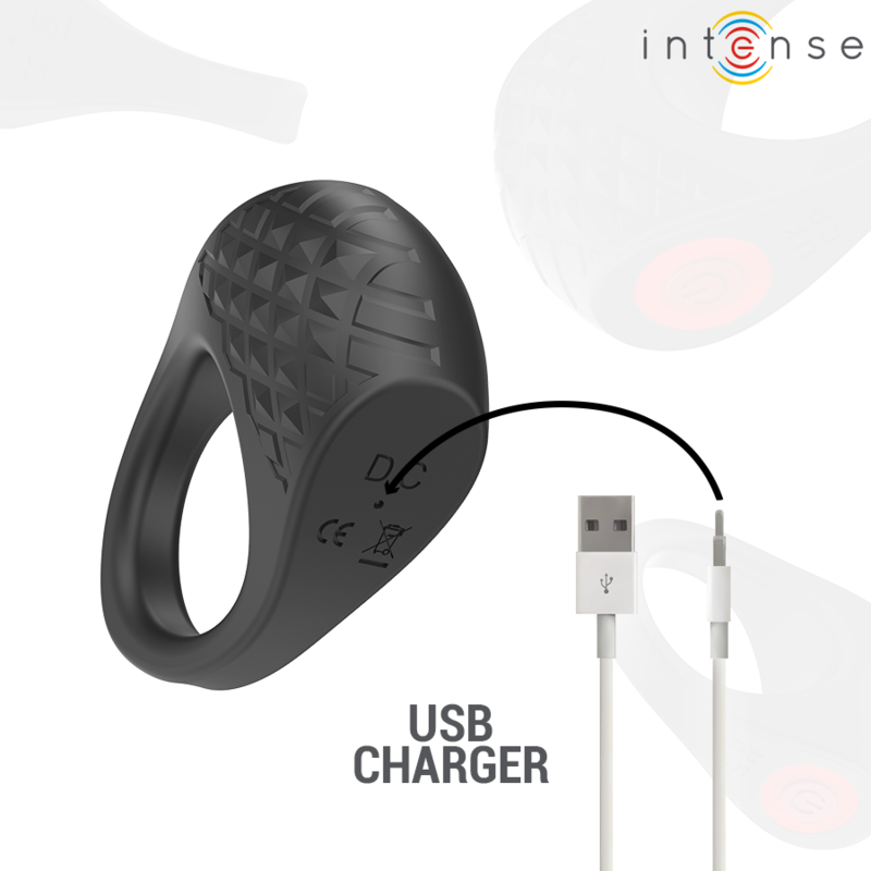 INTENSE - CLOVER VIBRATOR PENIS RING 10 VIBRATIONS BLACK - NOCTURNA DESIRES