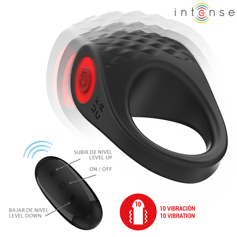 INTENSE - CLOVER VIBRATOR PENIS RING 10 VIBRATIONS BLACK - NOCTURNA DESIRES