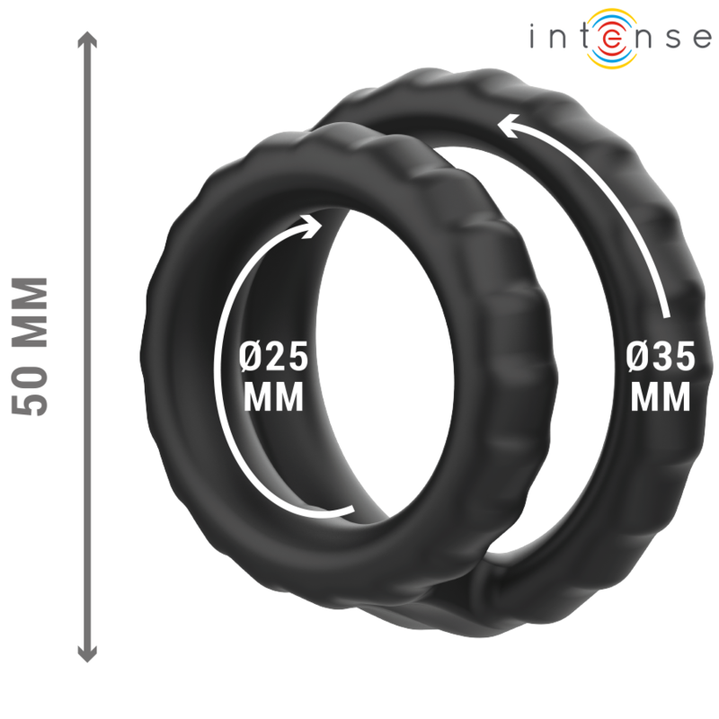 INTENSE - DEWEY DOUBLE SILICONE PENIS RING BLACK MODEL 2 - NOCTURNA DESIRES