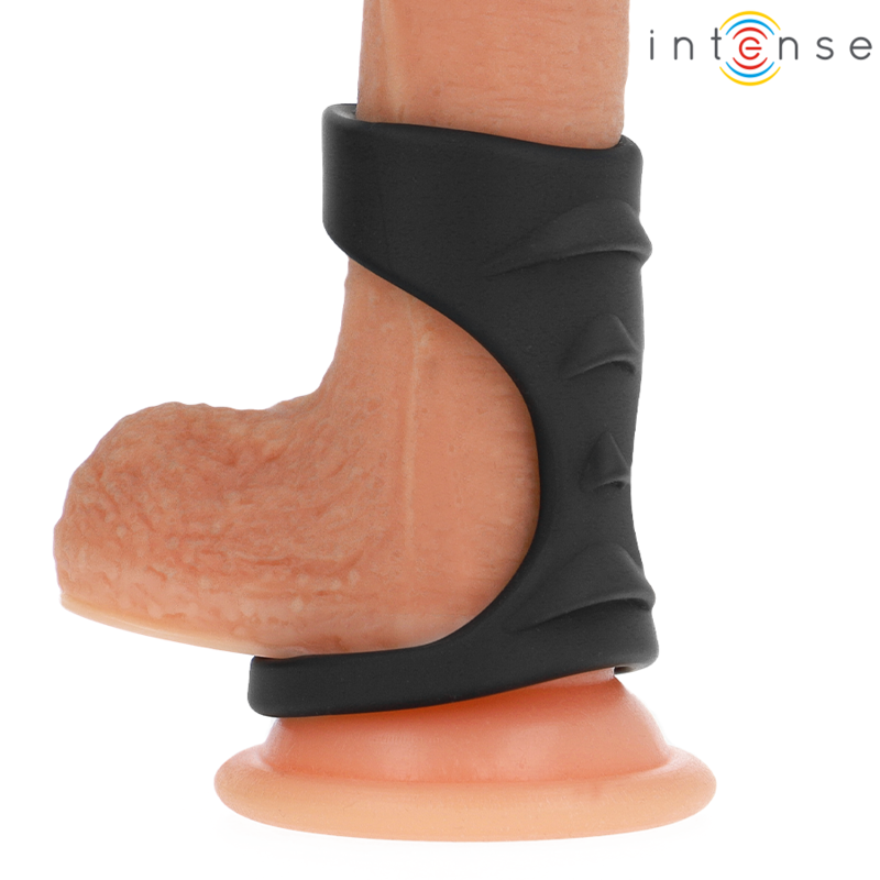 INTENSE - THEO DOUBLE SILICONE PENIS RING BLACK MODEL 3 - NOCTURNA DESIRES