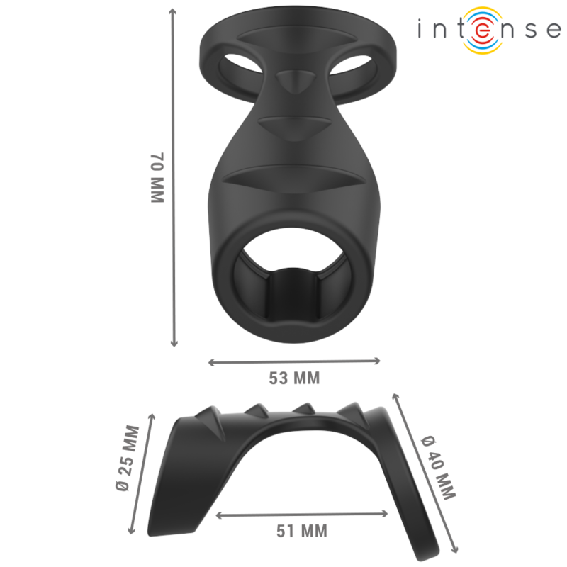 INTENSE - THEO DOUBLE SILICONE PENIS RING BLACK MODEL 3 - NOCTURNA DESIRES