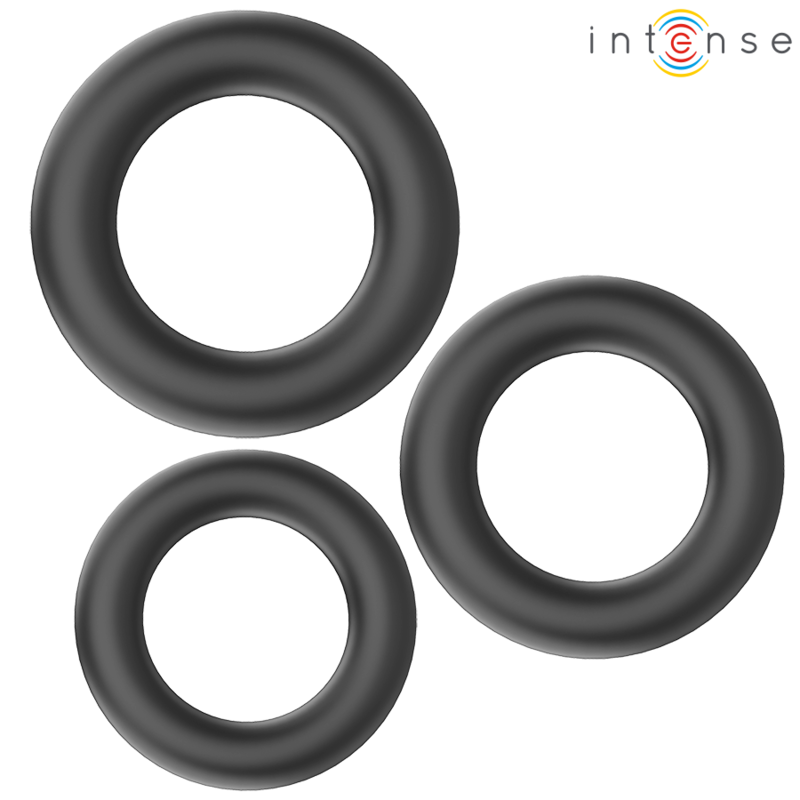 INTENSE - HUGH 3 BASIC SILICONE PENIS RINGS BLACK - NOCTURNA DESIRES