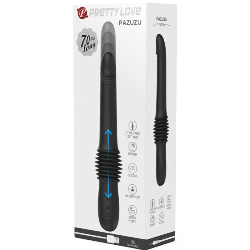 PRETTY LOVE - PAZUZU VIBRATOR 3 THRUST MODES BLACK - NOCTURNA DESIRES